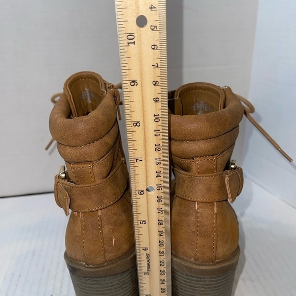 GBG by Guess Women's Boots 7M Brown All Manmade Lace Up Block Heel Retro Zip Up - Picture 12 of 13